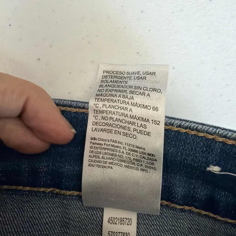 Chico’s 14 Large So Slimming Girlfriend Slim Leg ankle glitter sequin rhinestone - Picture 11 of 12